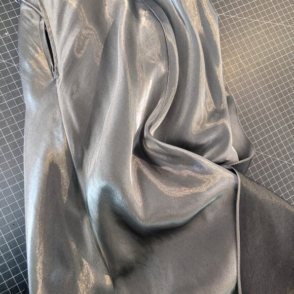 Silver Gown Retro 90s Prom Dress Empire Waist Y2K Special Occassion Thea Dora 4 - Picture 11 of 12